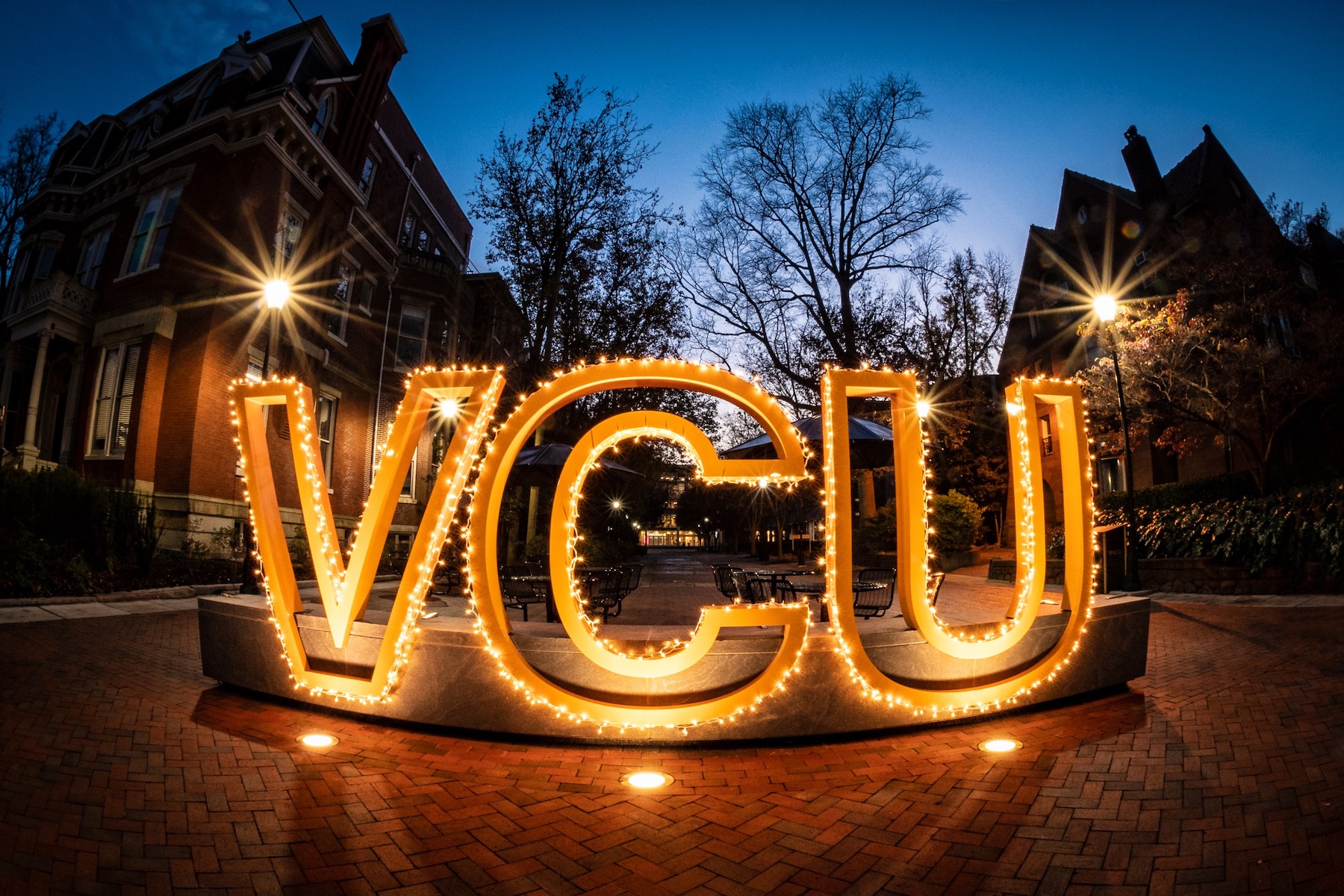 VCU lit up at night