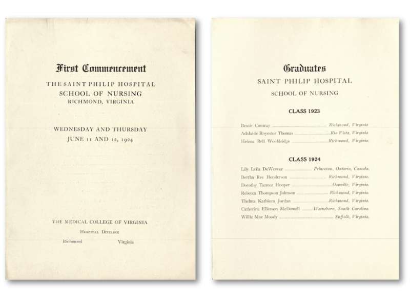 pages from the graduation program for a 1924 commencement ceremony