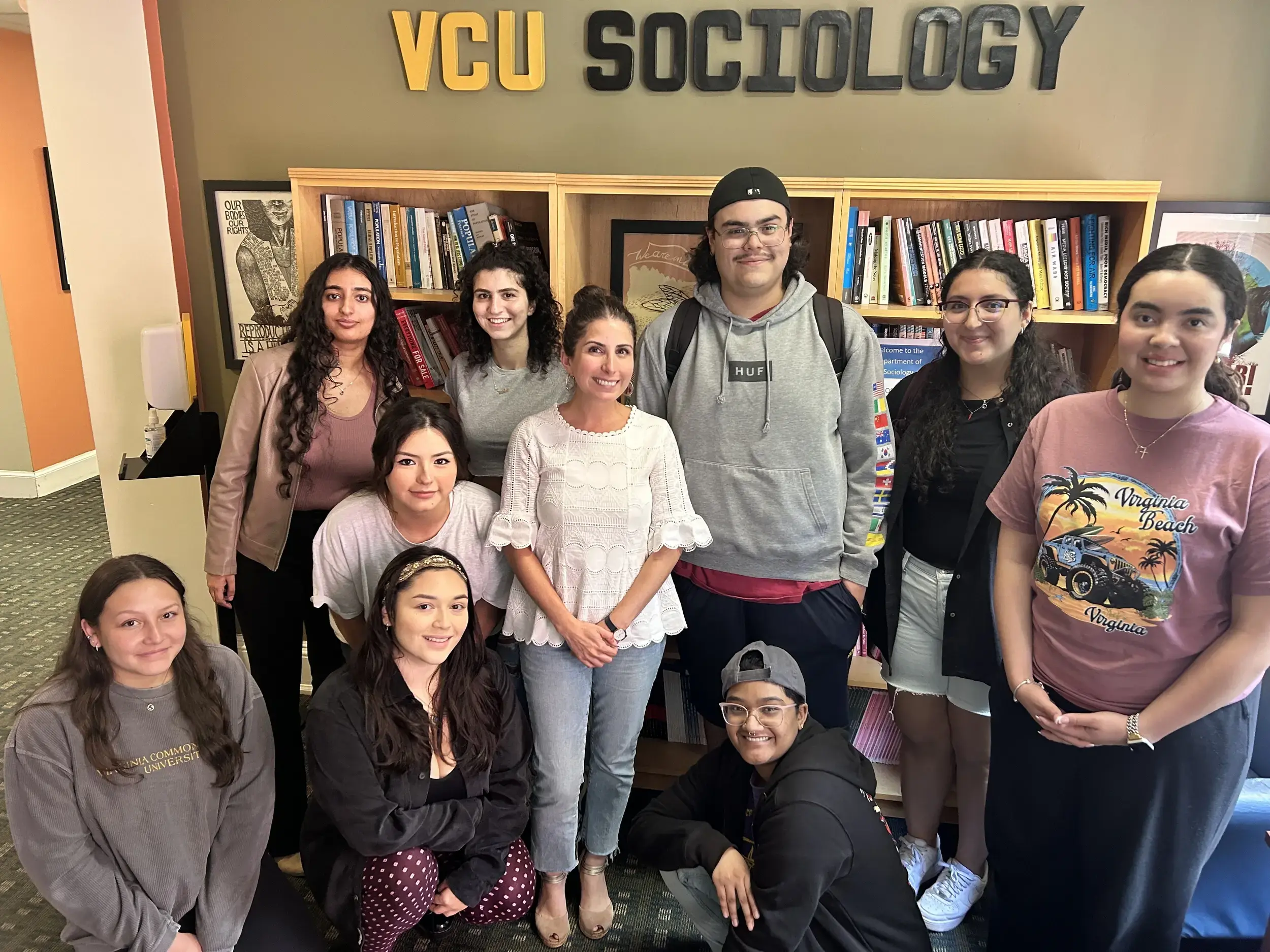 Gabriela Leon-Perez poses with her Latino Virginia students and undergraduate research assistants. (Photo contributed by Gabriela Leon-Perez)